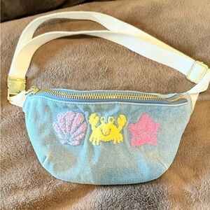 Stoney clover lane embroidered denim fanny, older style shorter strap